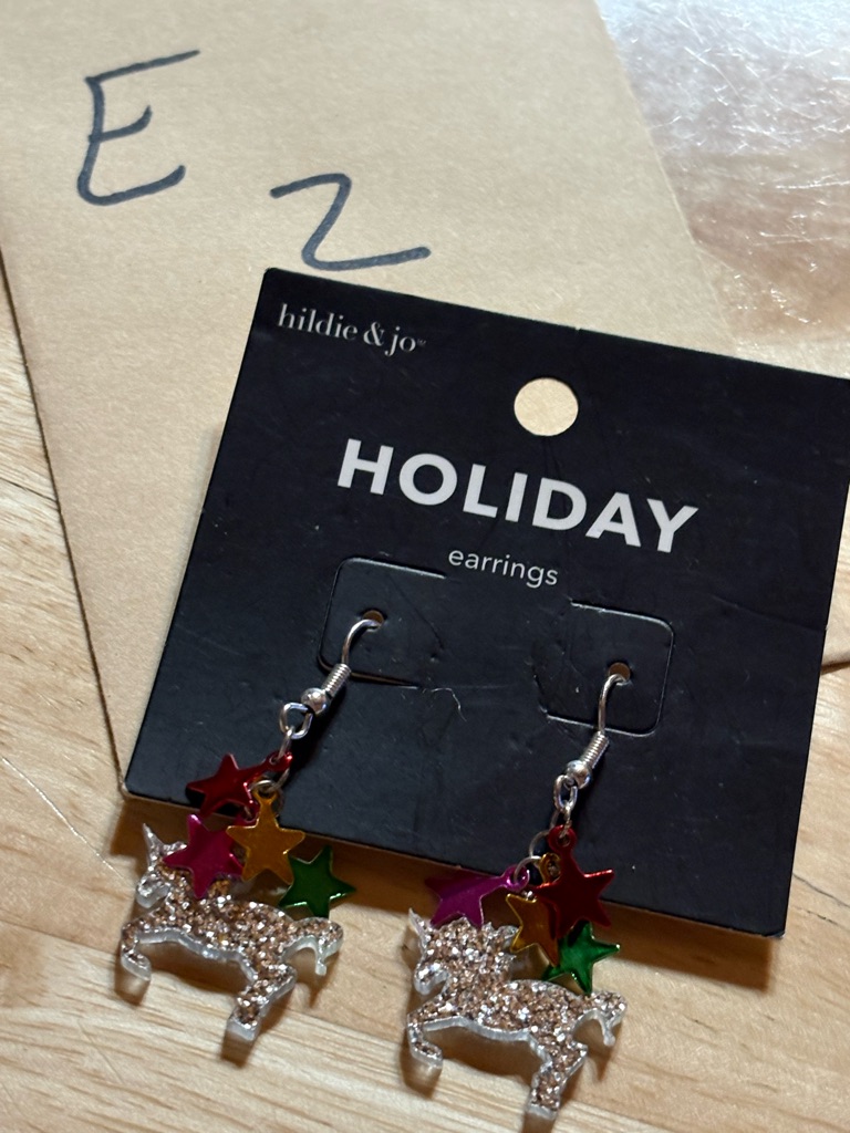 Holiday Multicolor Glitter Reindeer Earrings